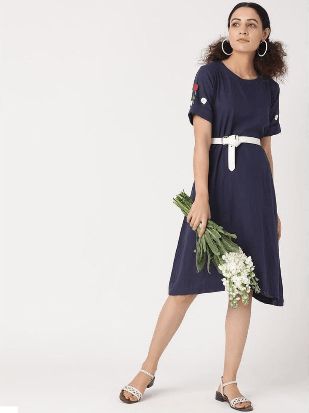 Women Crochet Dress - Blue - Charkha TalesWomen Crochet Dress - Blue