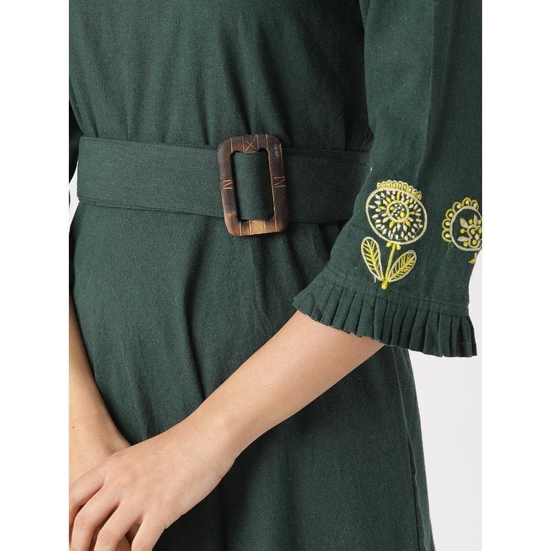 Women Embroidered Women Dress - Green - Charkha TalesWomen Embroidered Women Dress - Green