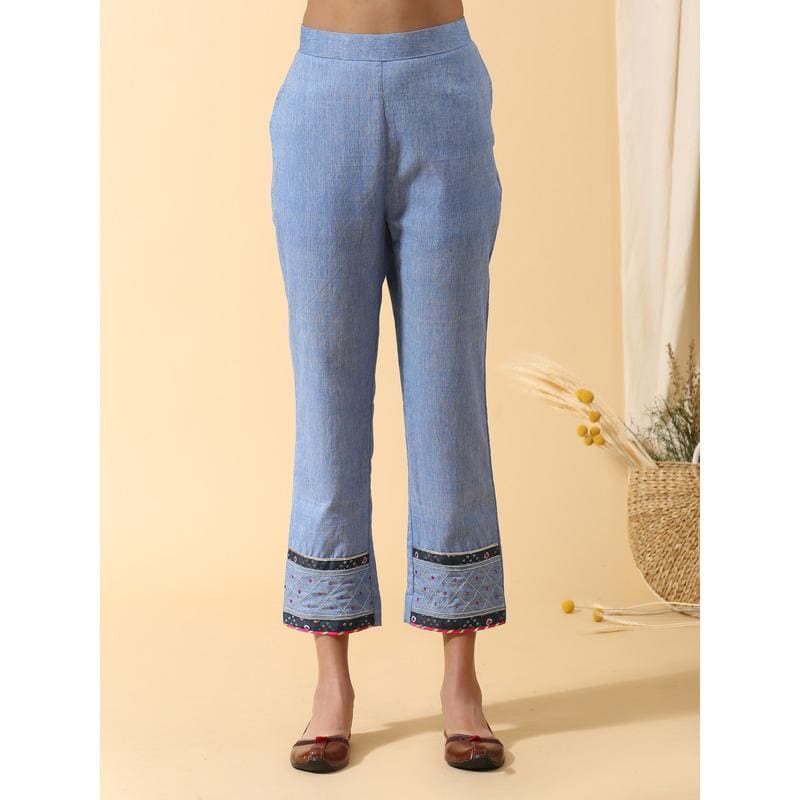 Women Gota Dress - Sky Blue - Charkha TalesWomen Gota Dress - Sky Blue