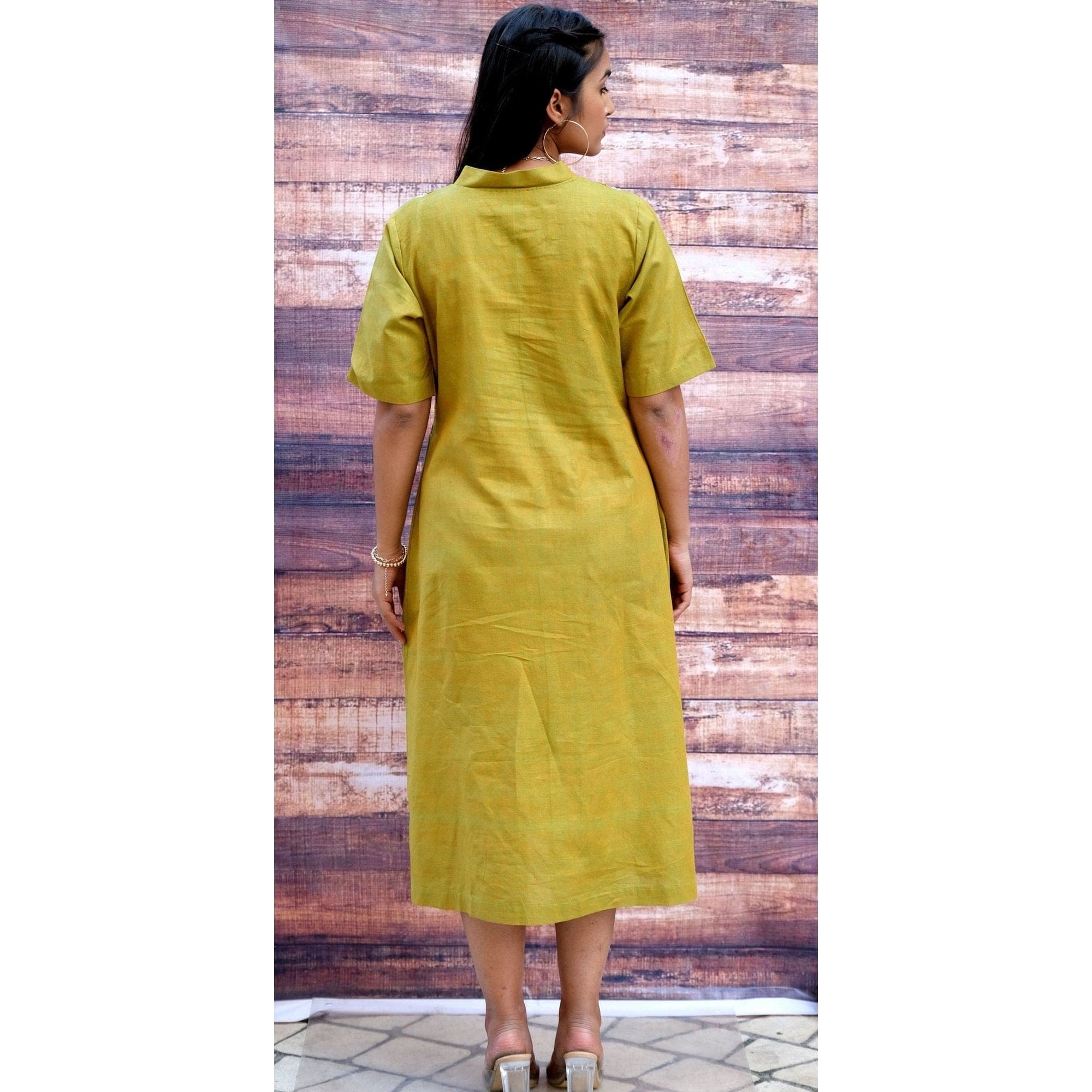 Women Green Chikankari Cotton Dress - Charkha TalesWomen Green Chikankari Cotton Dress