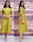 Women Green Chikankari Cotton Dress - Charkha TalesWomen Green Chikankari Cotton Dress