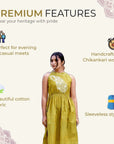 Women Green Cotton Chikankari Dress - Charkha TalesWomen Green Cotton Chikankari Dress