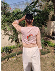 Women Handpainted Floral Beige Top - Charkha TalesWomen Handpainted Floral Beige Top