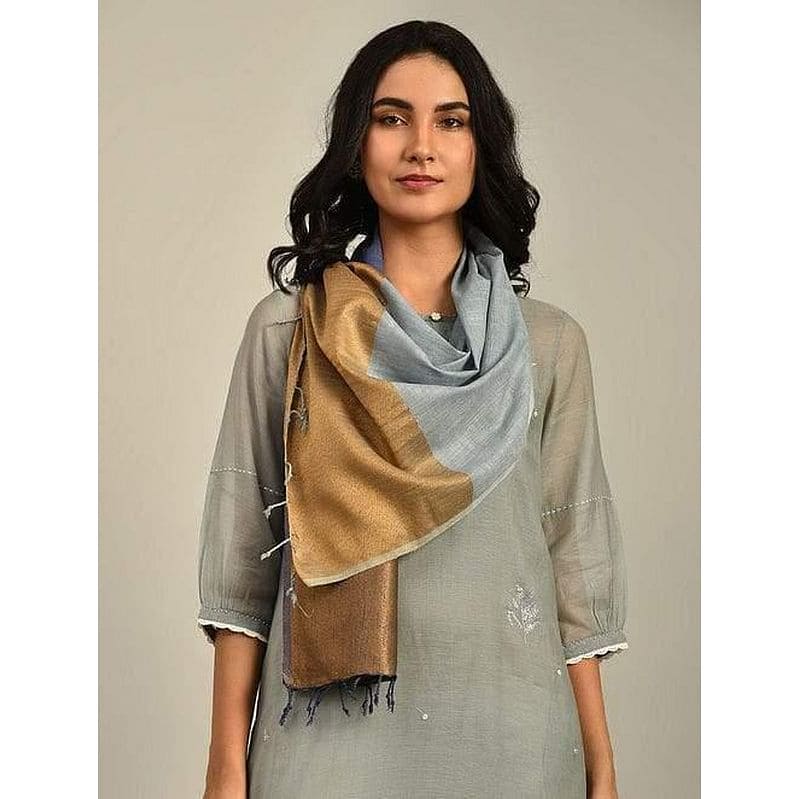 Women Handwoven Linen Stole - Multicolour - Charkha TalesWomen Handwoven Linen Stole - Multicolour