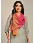 Women Multicolour Handwoven Linen Stole - Charkha TalesWomen Multicolour Handwoven Linen Stole