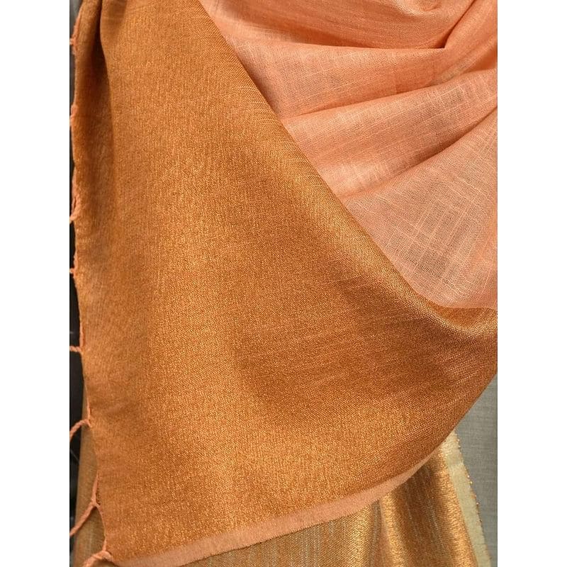Women Multicolour Handwoven Linen Stole - Charkha TalesWomen Multicolour Handwoven Linen Stole