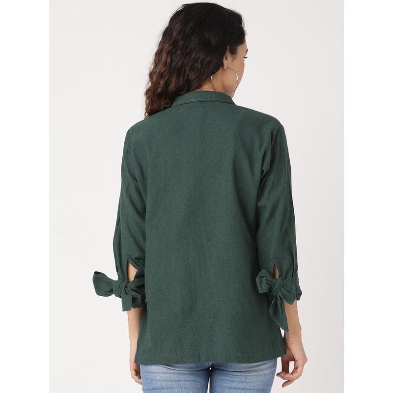 Women Nordic Top - Bottle Green - Charkha TalesWomen Nordic Top - Bottle Green