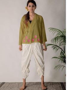 Women Traditional Angharkha Top Set - Olive