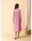 Women Pink Floral Colourful Dress - Charkha TalesWomen Pink Floral Colourful Dress