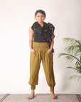 Women Satvik Yoga Olive Green Pants - Charkha TalesWomen Satvik Yoga Olive Green Pants