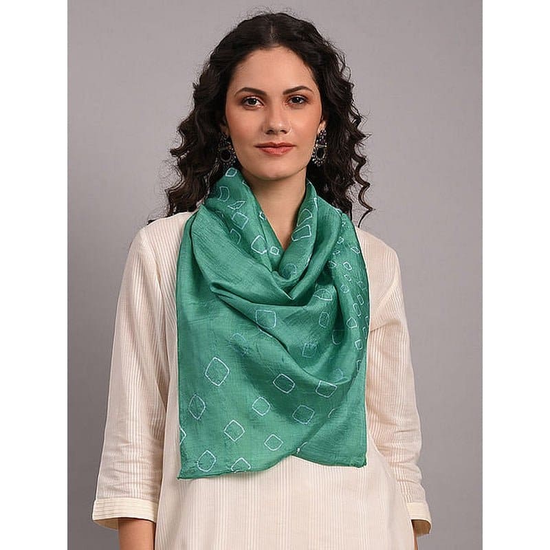 Women Tie dye Scarf - Green - Charkha TalesWomen Tie dye Scarf - Green