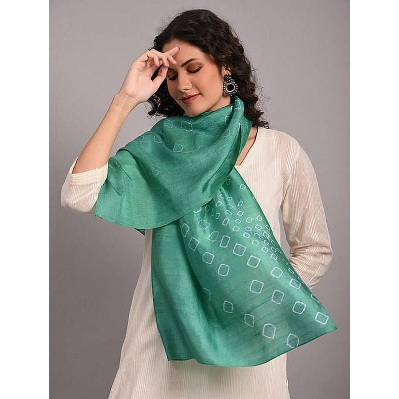 Women Tie dye Scarf - Green - Charkha TalesWomen Tie dye Scarf - Green
