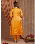 Yellow Chanderi Silk Shimmer Kurta Set - Charkha TalesYellow Chanderi Silk Shimmer Kurta Set