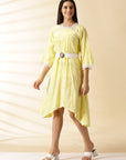 Yellow Embroidered handkercheif Dress - Charkha TalesYellow Embroidered handkercheif Dress