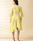 Yellow Embroidered handkercheif Dress - Charkha TalesYellow Embroidered handkercheif Dress