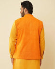 Yellow Kantha Cotton Nehru Jacket - Charkha TalesYellow Kantha Cotton Nehru Jacket