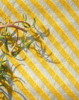 Yellow Silver Stripes Chanderi Fabric - Charkha TalesYellow Silver Stripes Chanderi Fabric