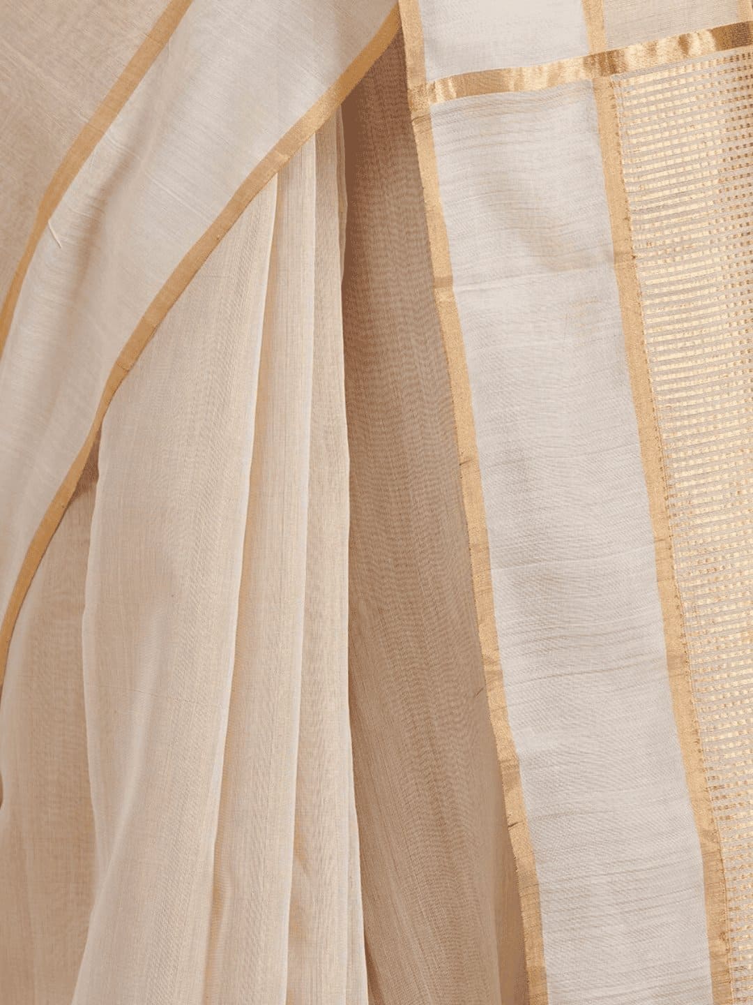 Zari Chanderi Saree - Off White - Charkha TalesZari Chanderi Saree - Off White